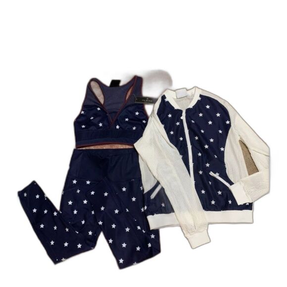 Alexo Athletica Freedom Bomber Jacket Set Stars Navy White Large Discontinued - Picture 1 of 4
